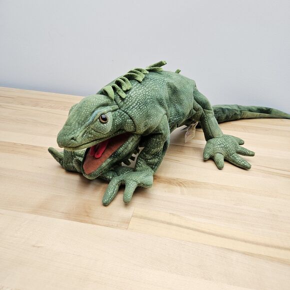 Folkmanis Green Iguana Hand Puppet Plush 32" Large Long Full Body Waldorf - Picture 2 of 9